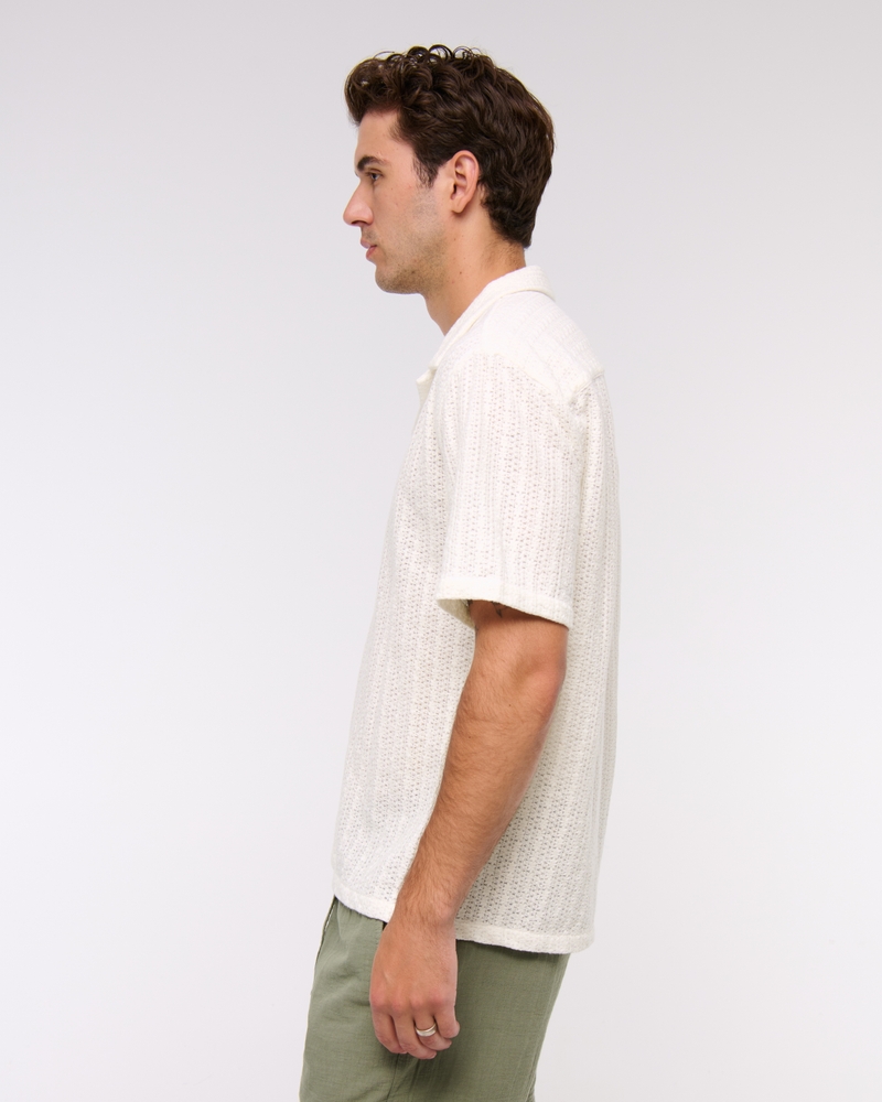 Camp Collar Cropped Lace Shirt
