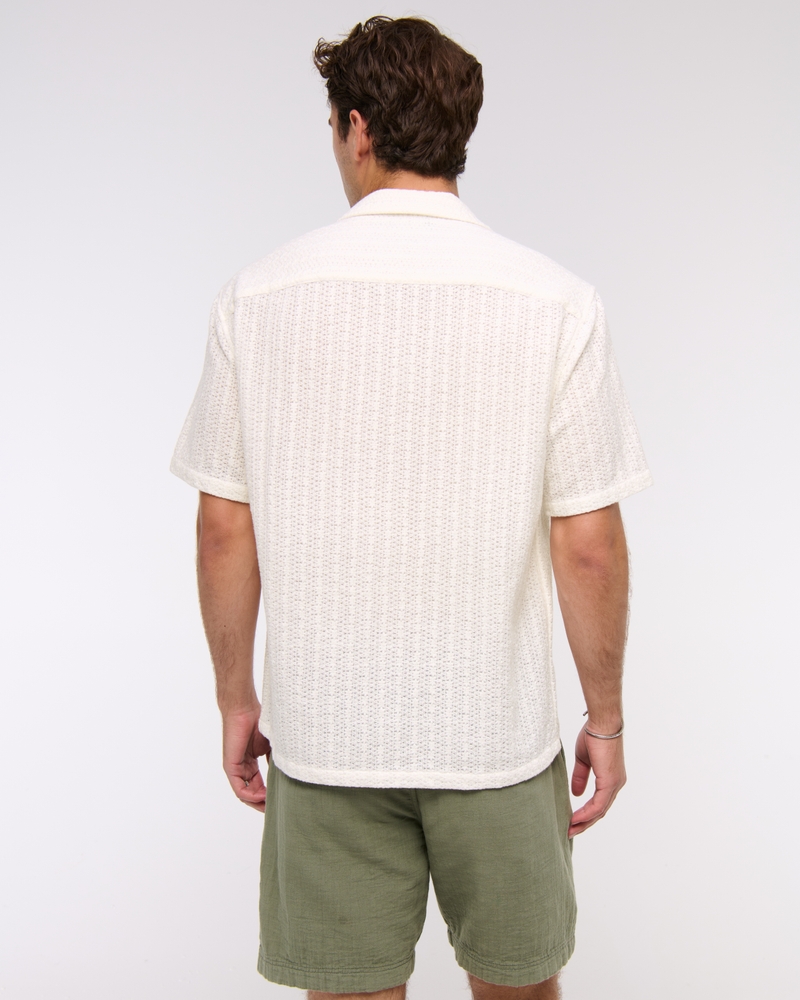 Camp Collar Cropped Lace Shirt
