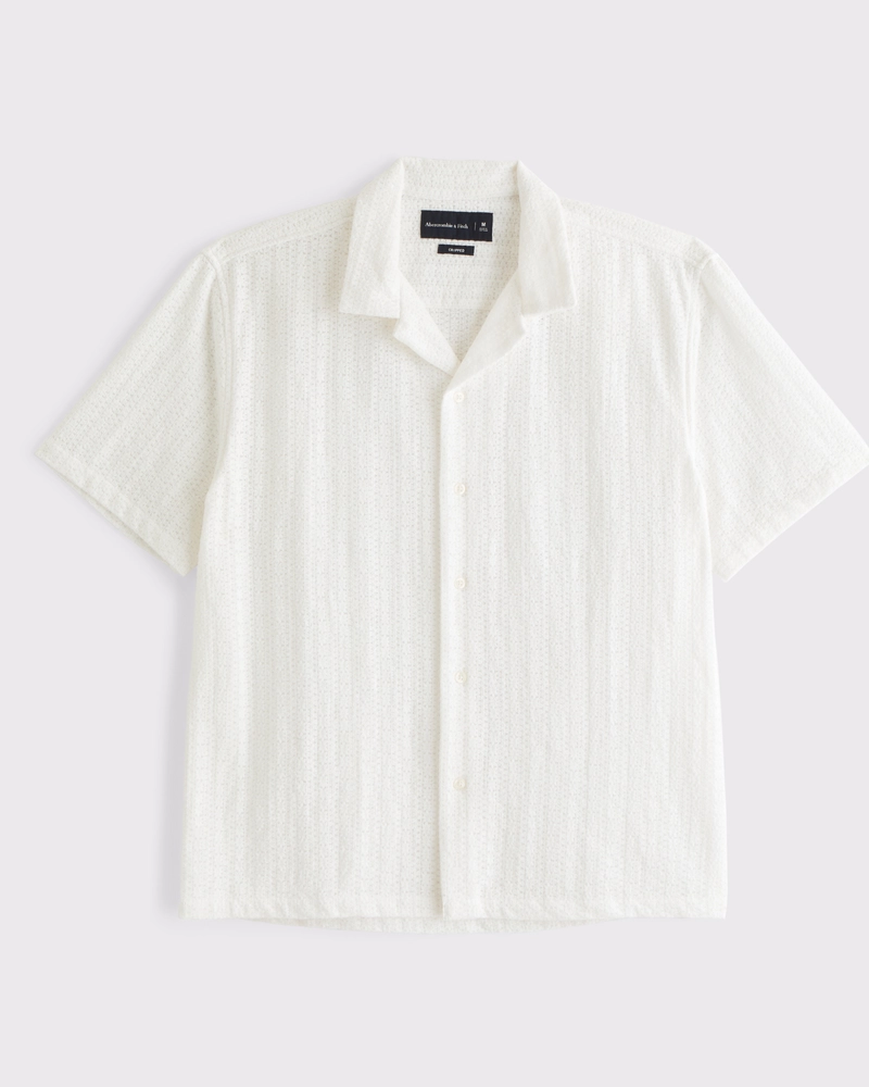 Camp Collar Cropped Lace Shirt