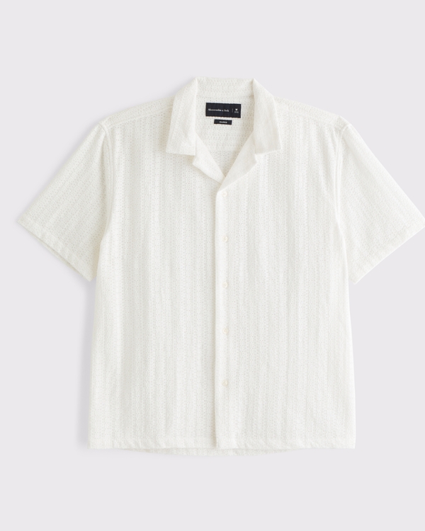 Camp Collar Lace Shirt, White view 1