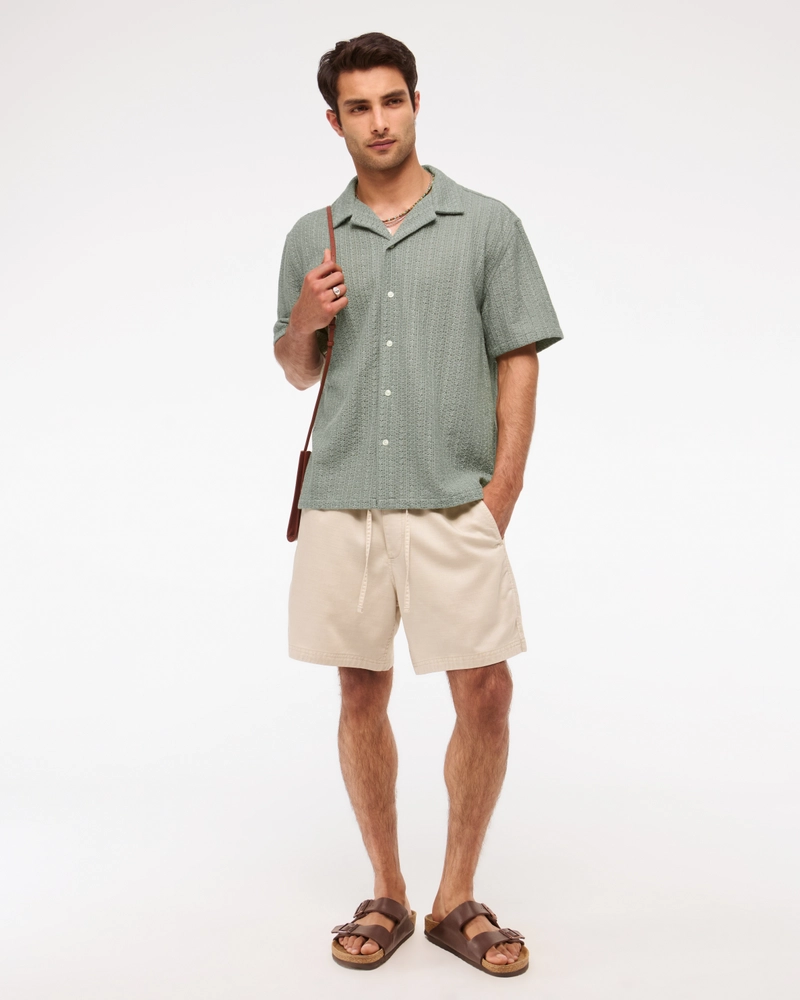 Camp Collar Cropped Lace Shirt