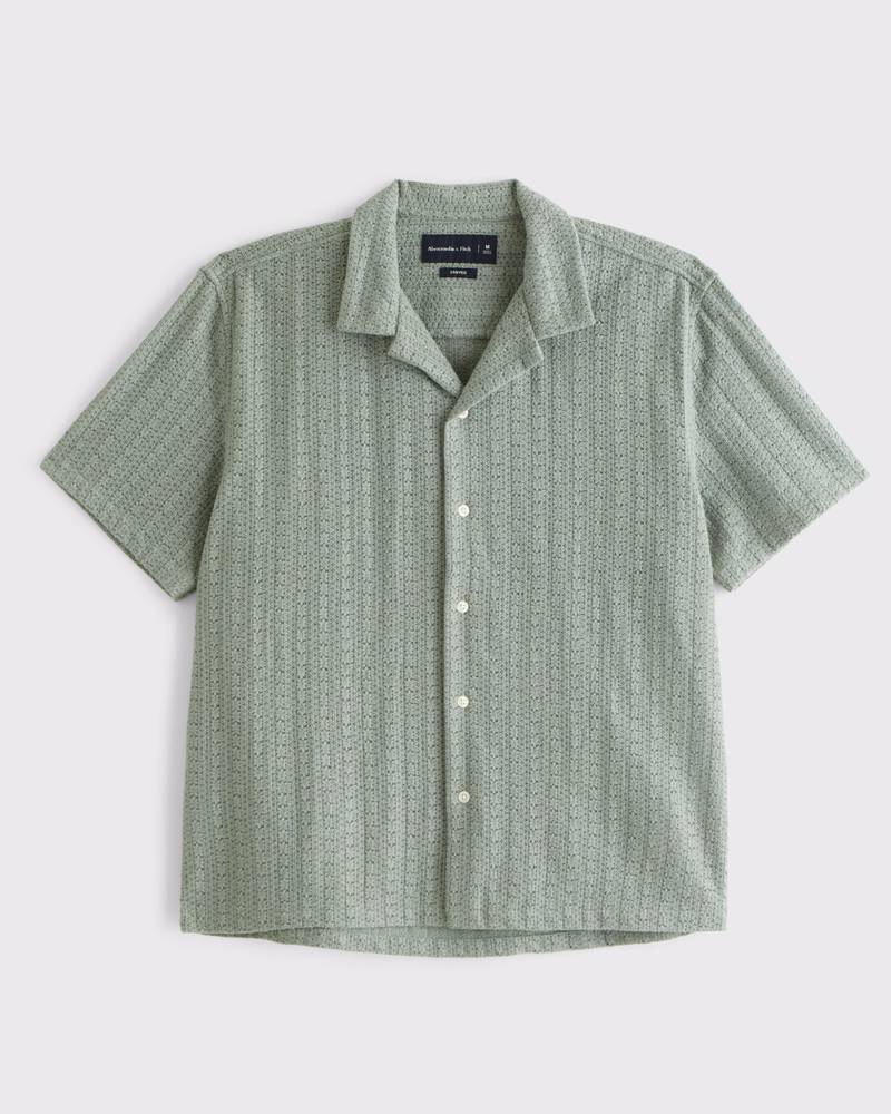 Camp Collar Cropped Lace Shirt