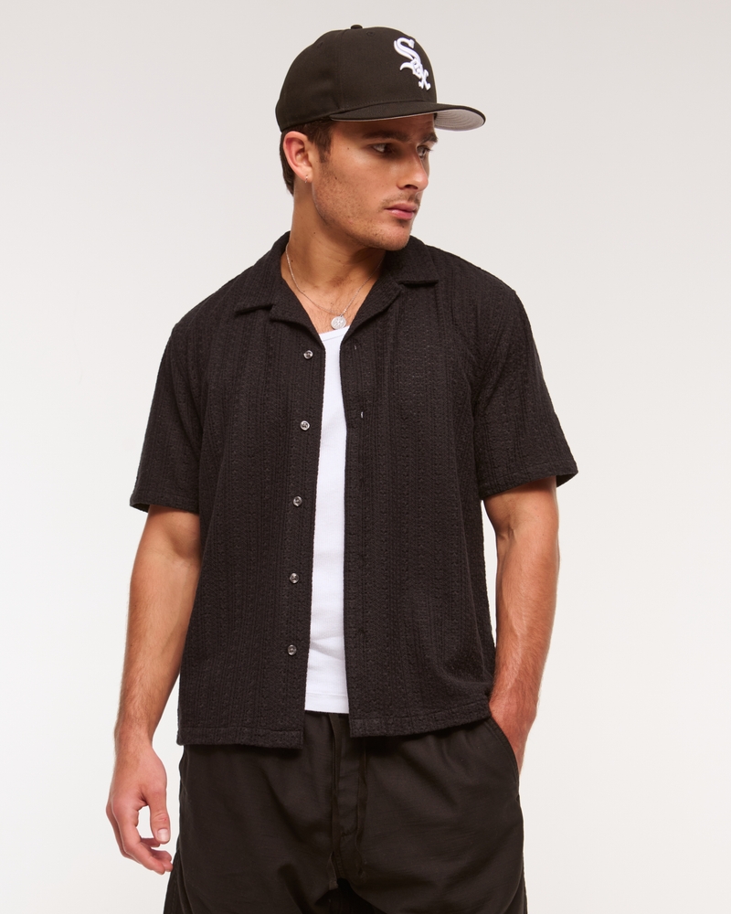 Camp Collar Cropped Lace Shirt