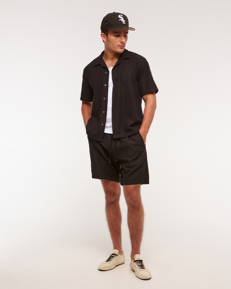 Camp Collar Cropped Lace Shirt