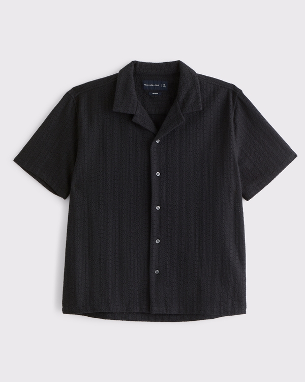 Camp Collar Lace Shirt, Black view 1