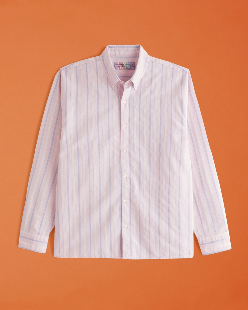 long sleeve striped dress shirt Cutter & Buck Stretch Oxford Stripe Mens Long Sleeve Dress Shirt