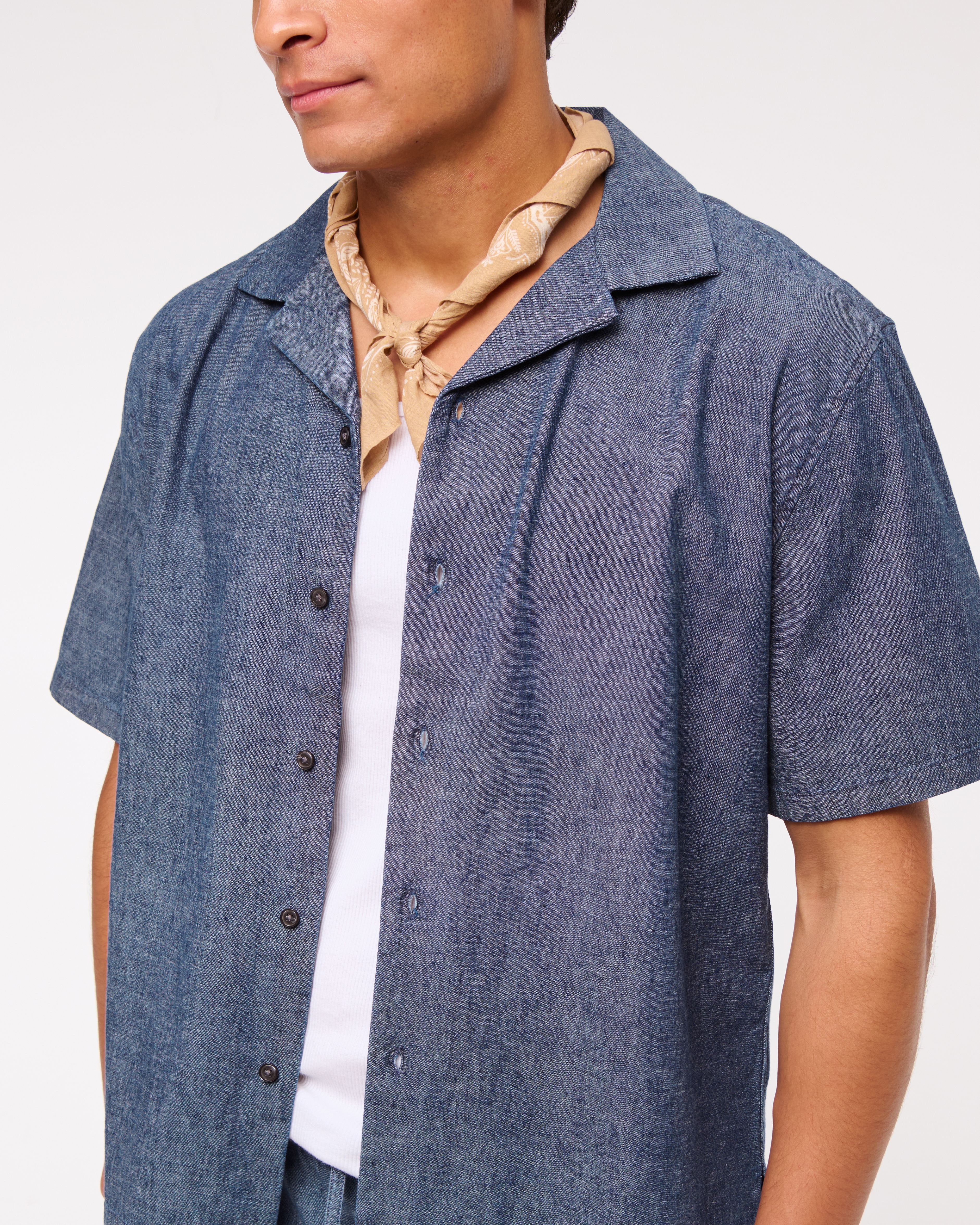 ★Abercrombie & Fitch★マクラーレンキャンプカラーシャツ Men's Camp Collar Summer Linen-Blend Shirt | Men's Tops