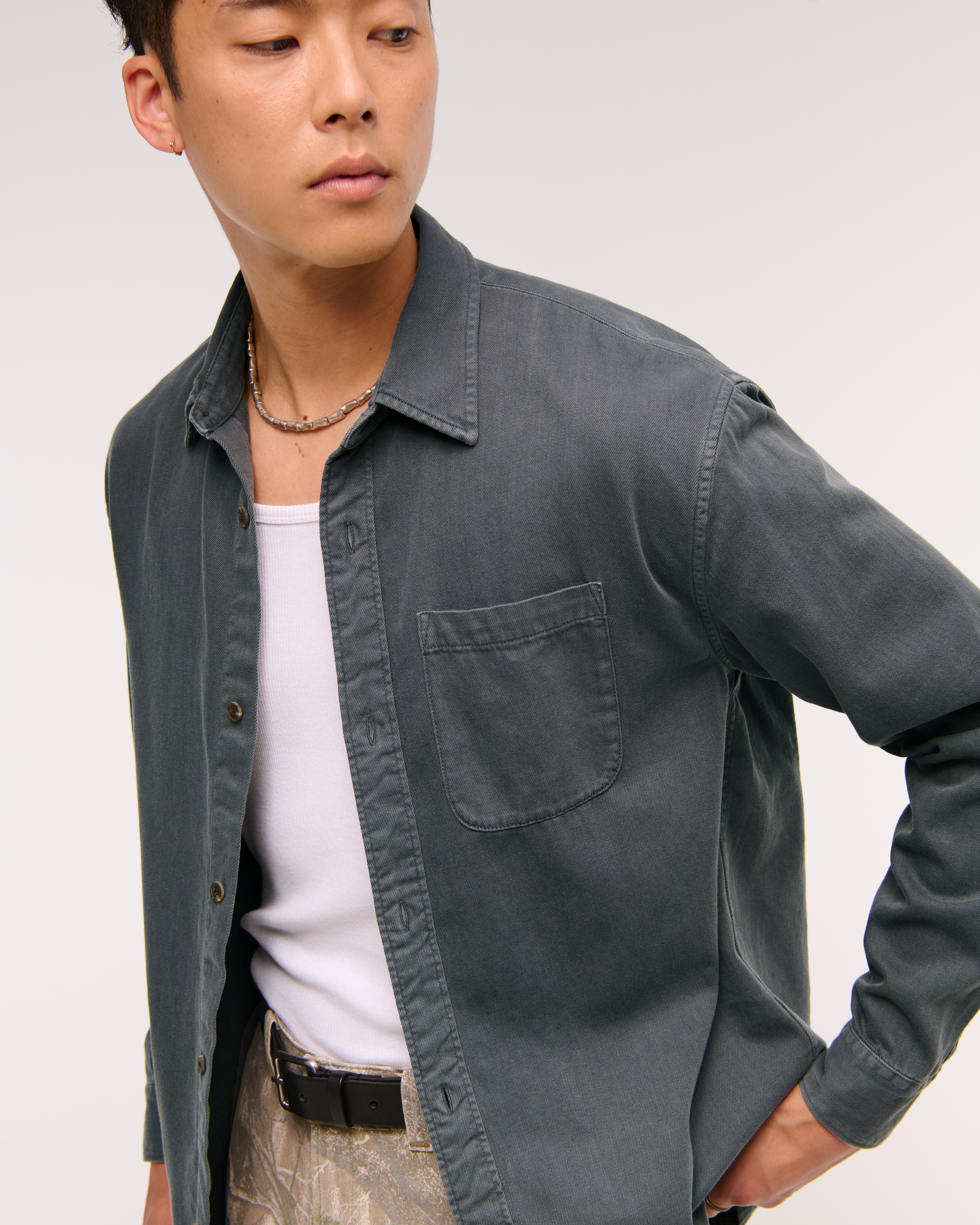 Men's Twill Button-Up Shirt | Men's Tops | Abercrombie.com