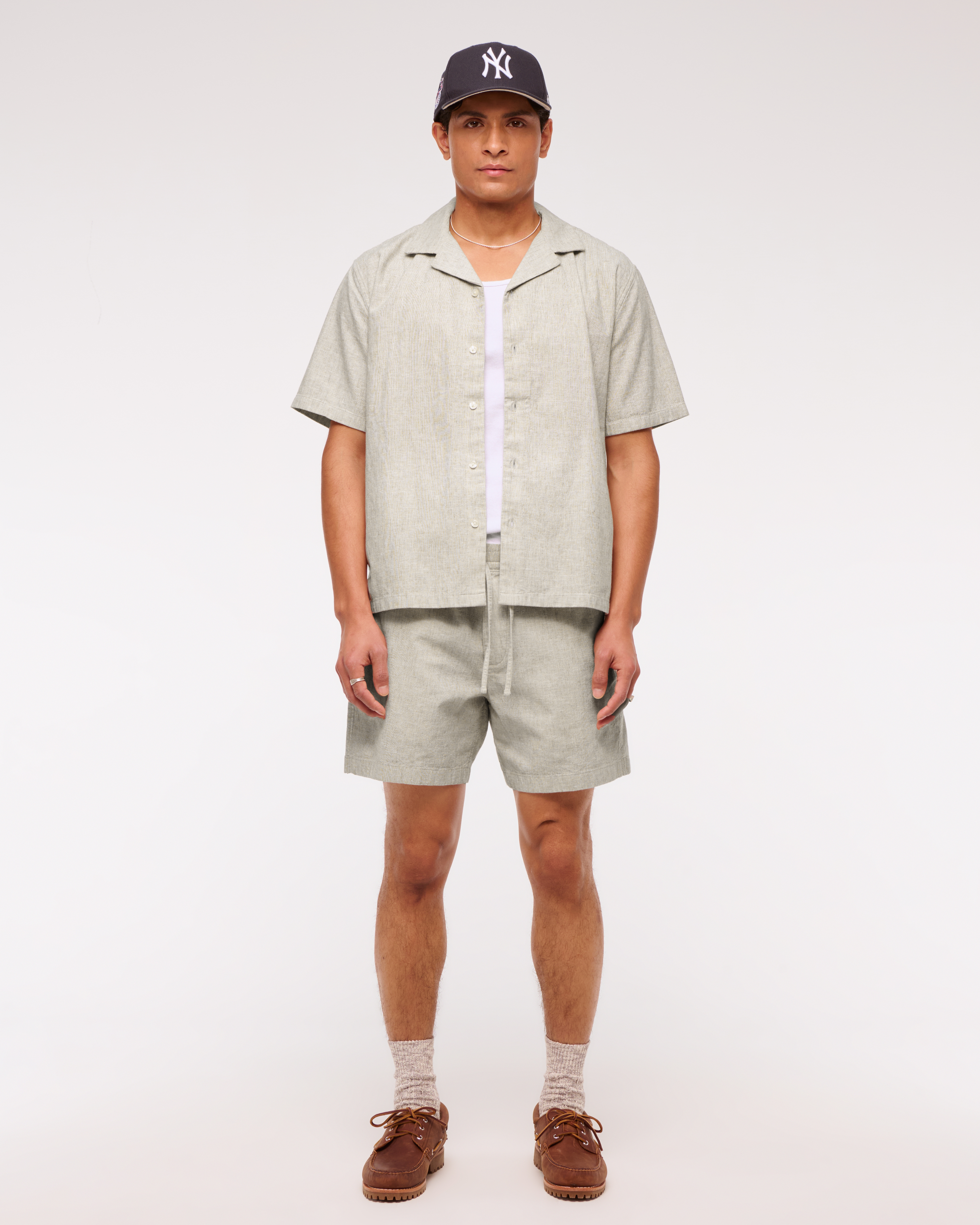 ★Abercrombie & Fitch★キャンプカラーリネンブレンドシャツ Men's Camp Collar Summer Linen-Blend Shirt | Men's Tops