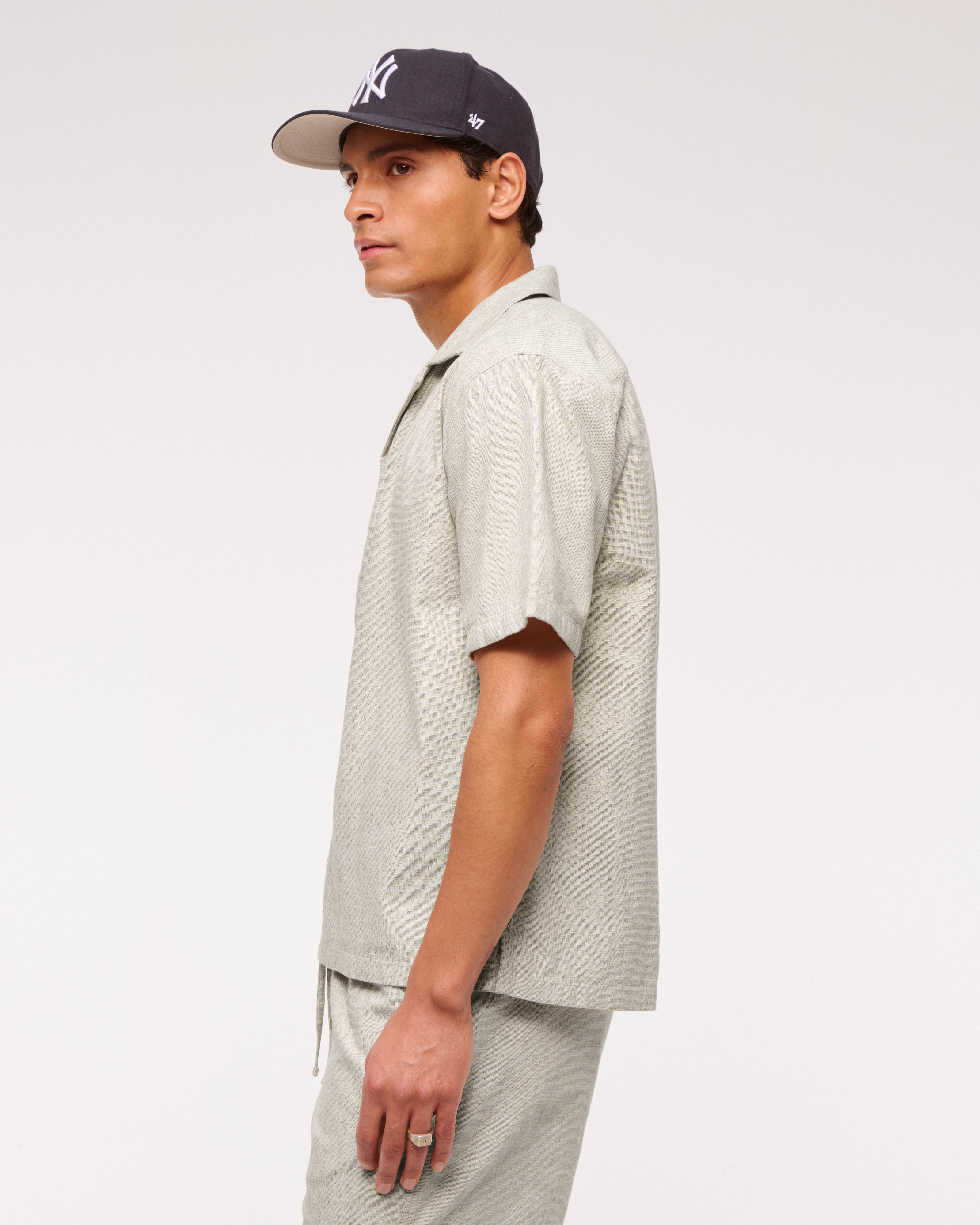 ★Abercrombie & Fitch★キャンプカラーリネンブレンドシャツ Men's Camp Collar Summer Linen-Blend Shirt | Men's Tops