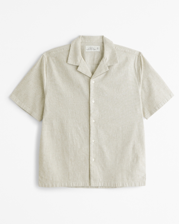 Camp Collar Summer Linen-Blend Shirt, Natural view 2
