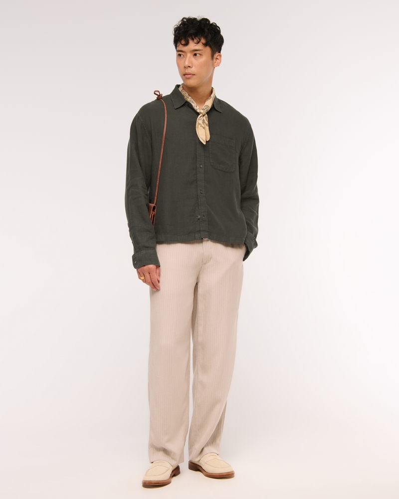 Cropped 100% Linen Button-Up Shirt - thumbnail 8