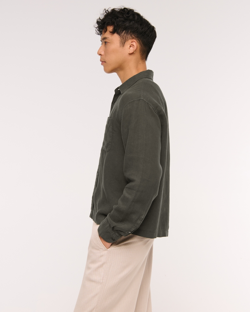 Cropped 100% Linen Button-Up Shirt - thumbnail 10