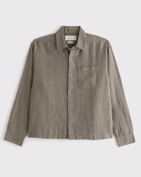 Cropped 100% Linen Button-Up Shirt
