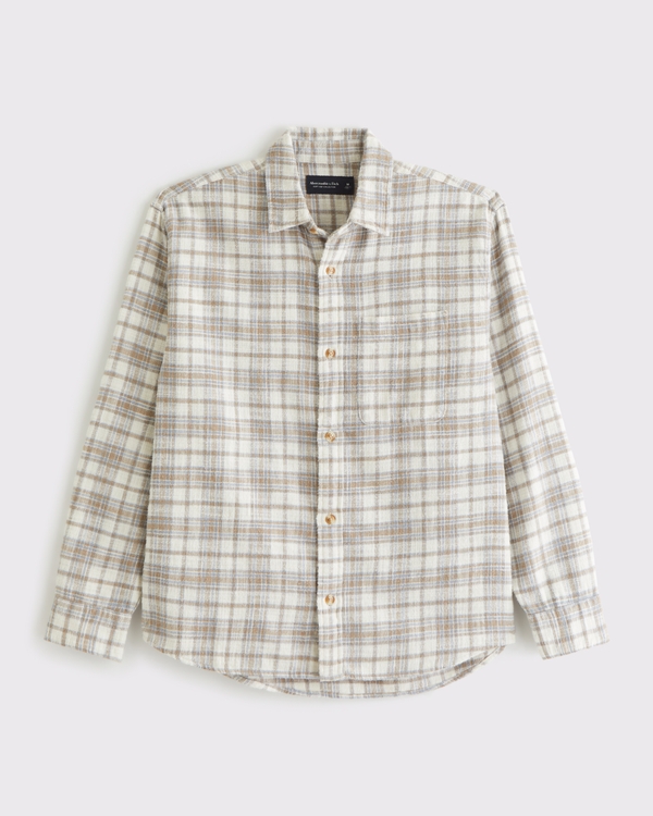 Slub Flannel, Cream Plaid view 1