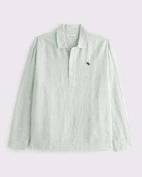 長袖サマーリネンブレンドアイコンポップオーバー