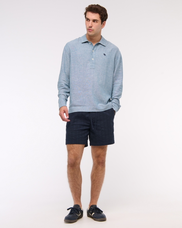 長袖夏季亞麻混紡標誌套頭衫, Chambray view 2