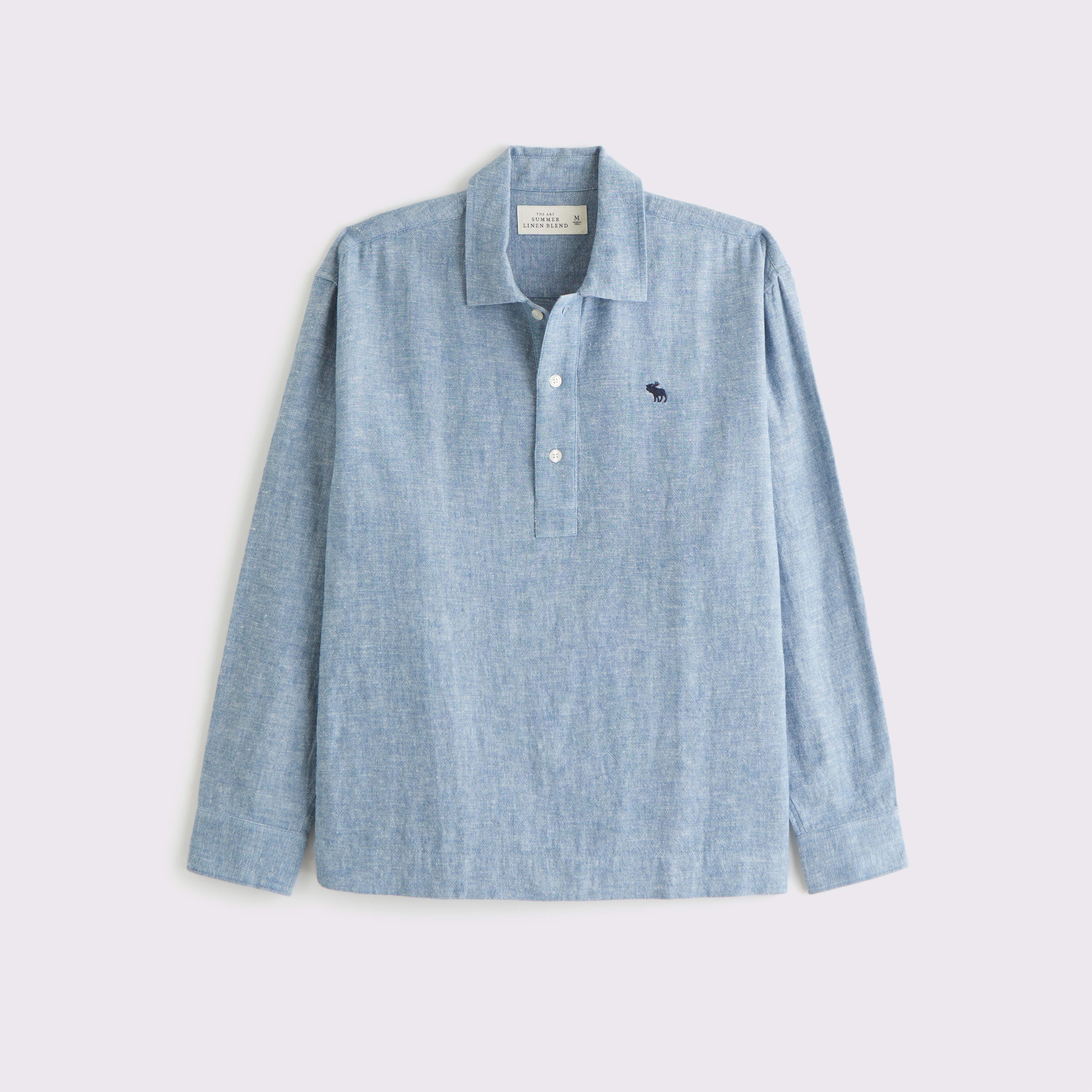 Abercrombie & Fitch アバクロ★サマーリネン長袖シャツ 送関込 メンズ 長袖サマーリネンブレンドアイコンポップオーバー