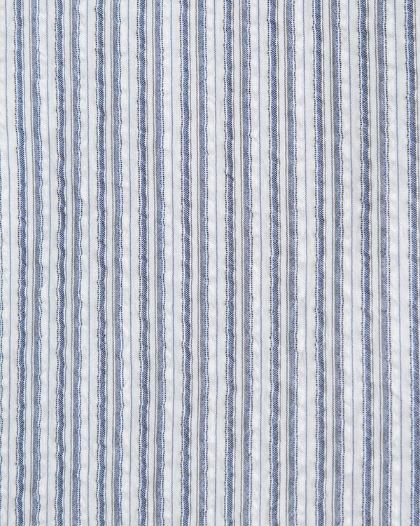 Camp Collar Cropped Seersucker Shirt