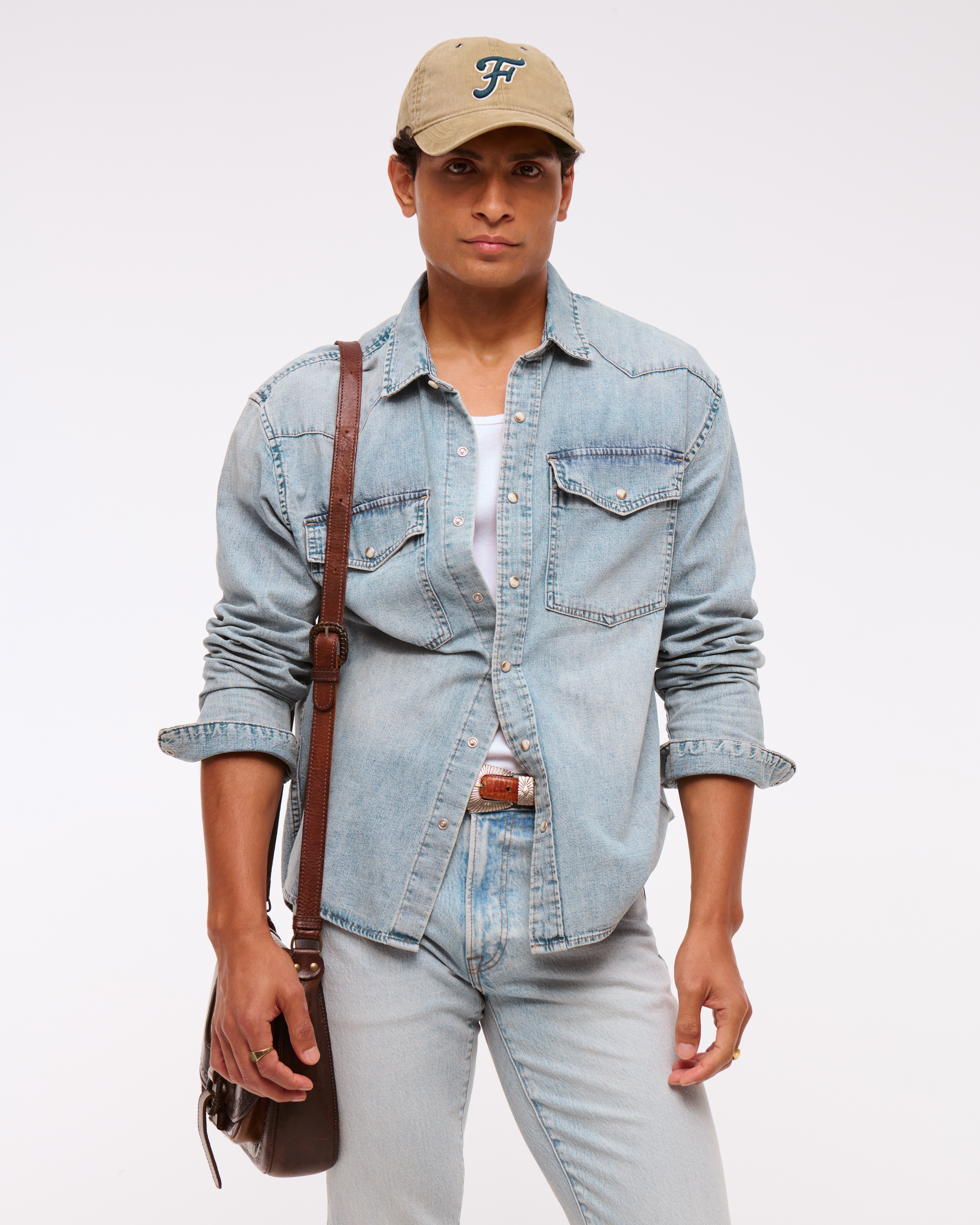 Abercrombie & Fitch Denim Button-up Shirt In Blue