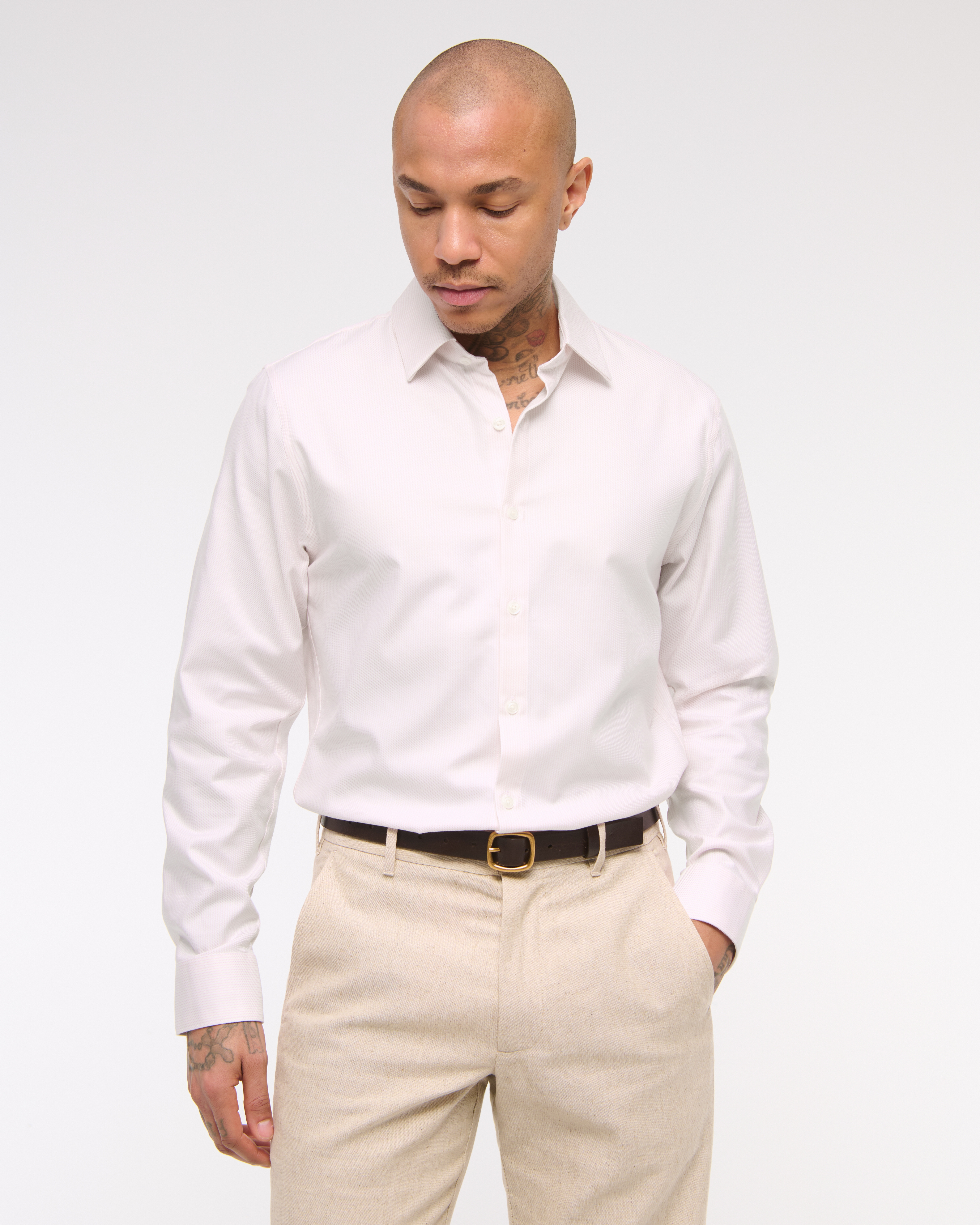 Abercrombie & Fitch A&f Collins Slim Stretch Suiting Shirt In Pink