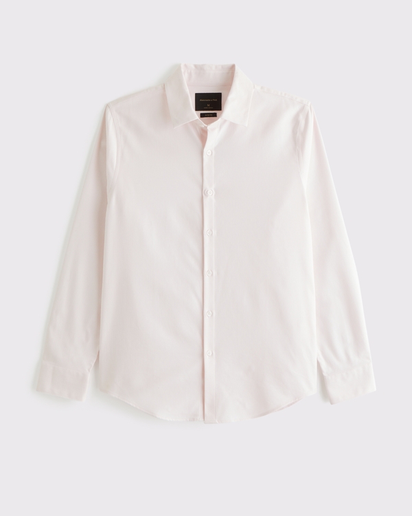 The A&F Collins Stretch Suiting Shirt, Light Pink Stripe view 1