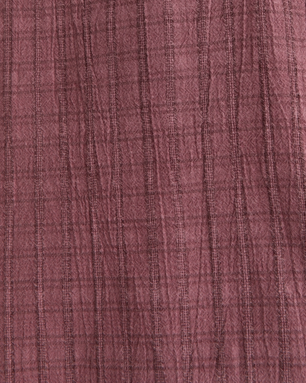 Cropped Garment-Dye Plaid Button-Up Shirt