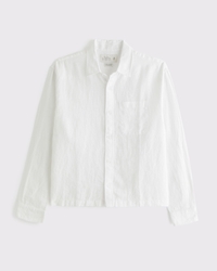 Cropped Linen Button-Up Shirt