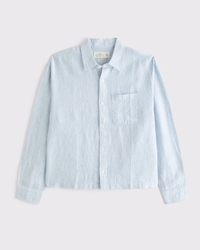 Cropped Linen Button-Up Shirt