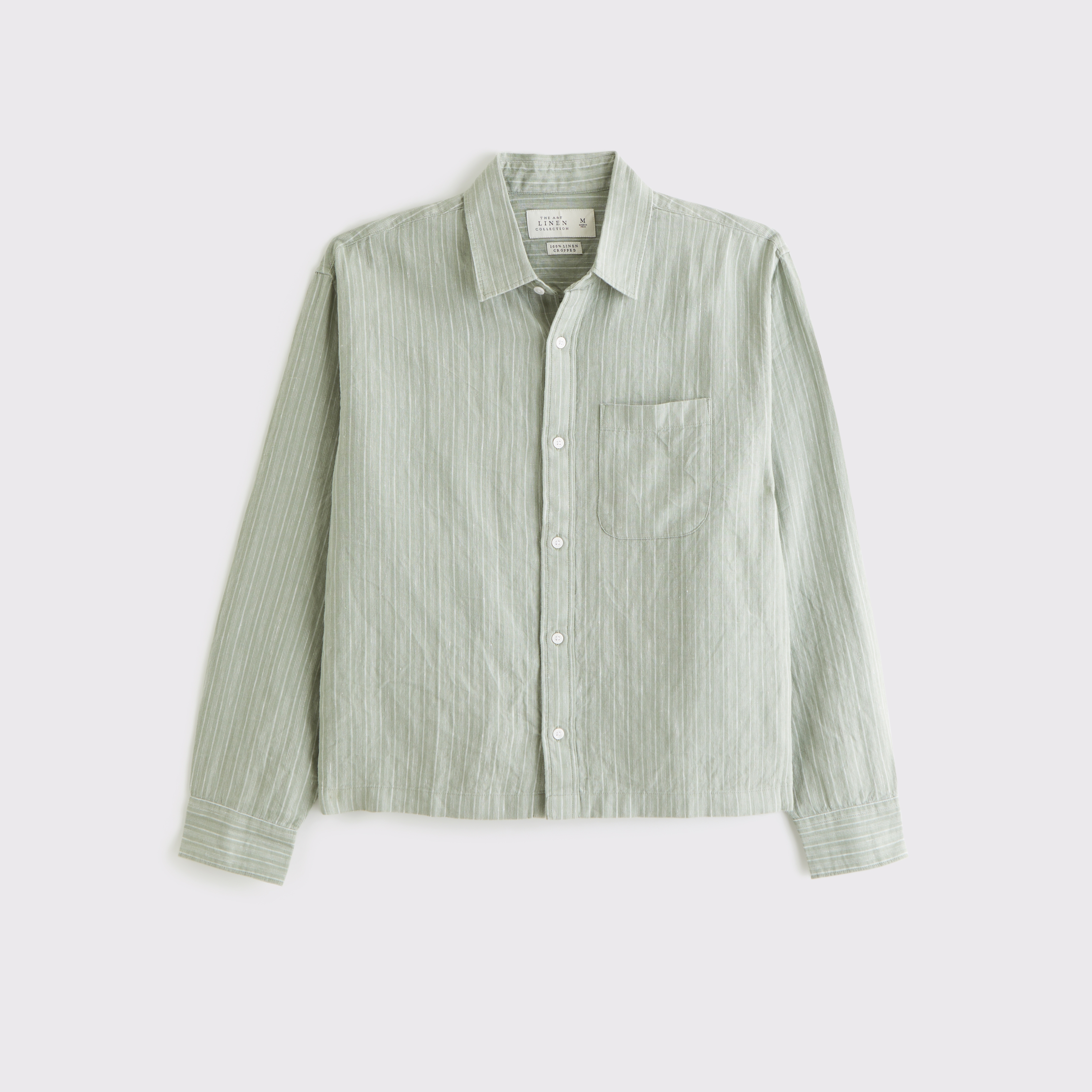 Men's Cropped Linen Button-Up Shirt | Men's Tops