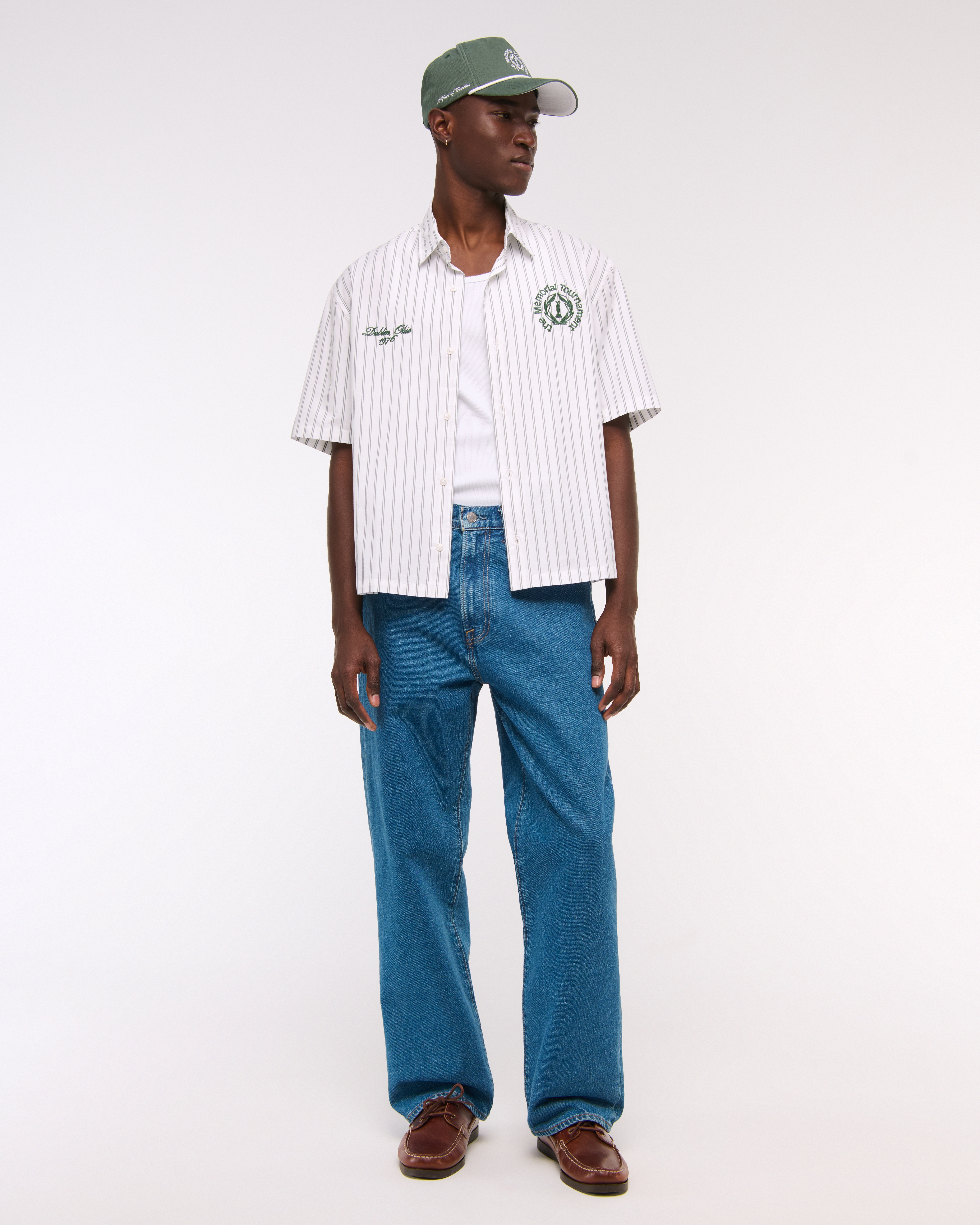Мужские рубашки Abercrombie & Fitch Short-Sleeve Memorial Tournament Workwear Button-Up Shirt — фото 3