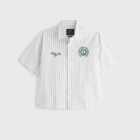 Мужские рубашки Abercrombie & Fitch Short-Sleeve Memorial Tournament Workwear Button-Up Shirt