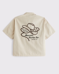 Camicia a maniche corte e stampa Western