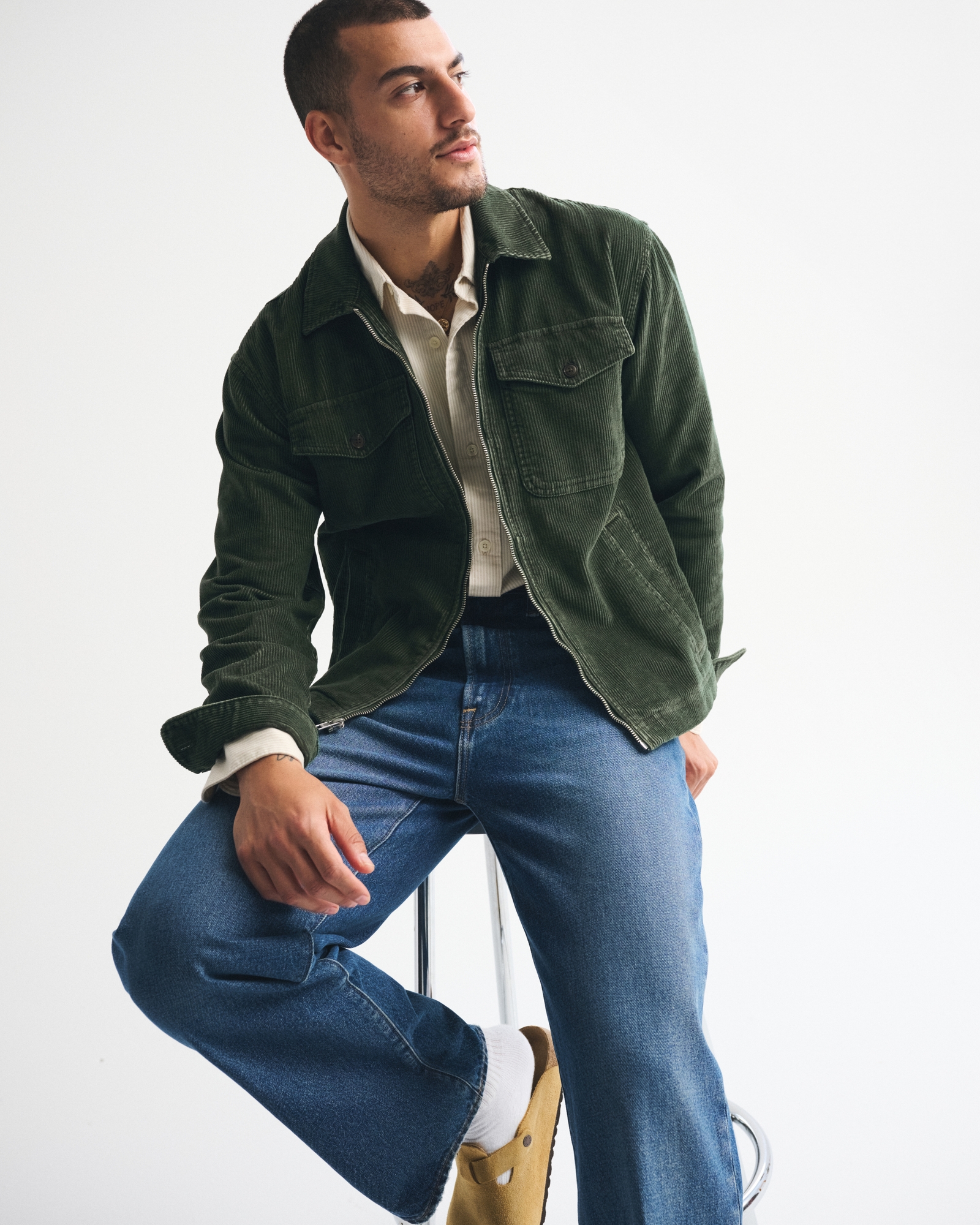 Corduroy Zip Shirt Jacket