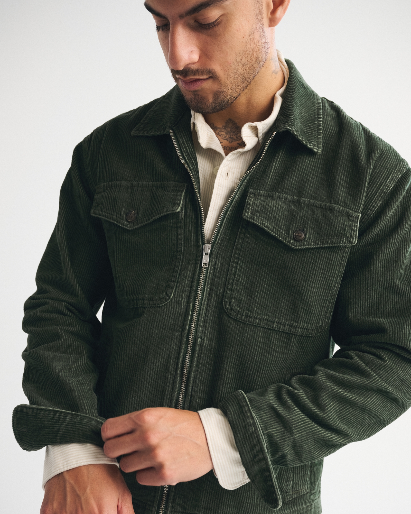 Corduroy Zip Shirt Jacket