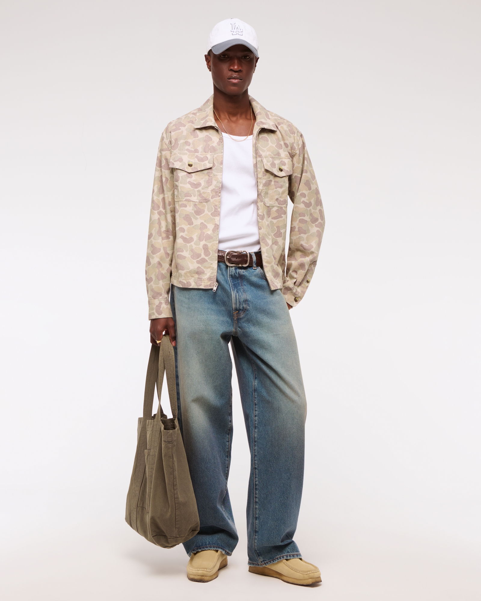 Cropped Twill Zip Shirt Jacket
