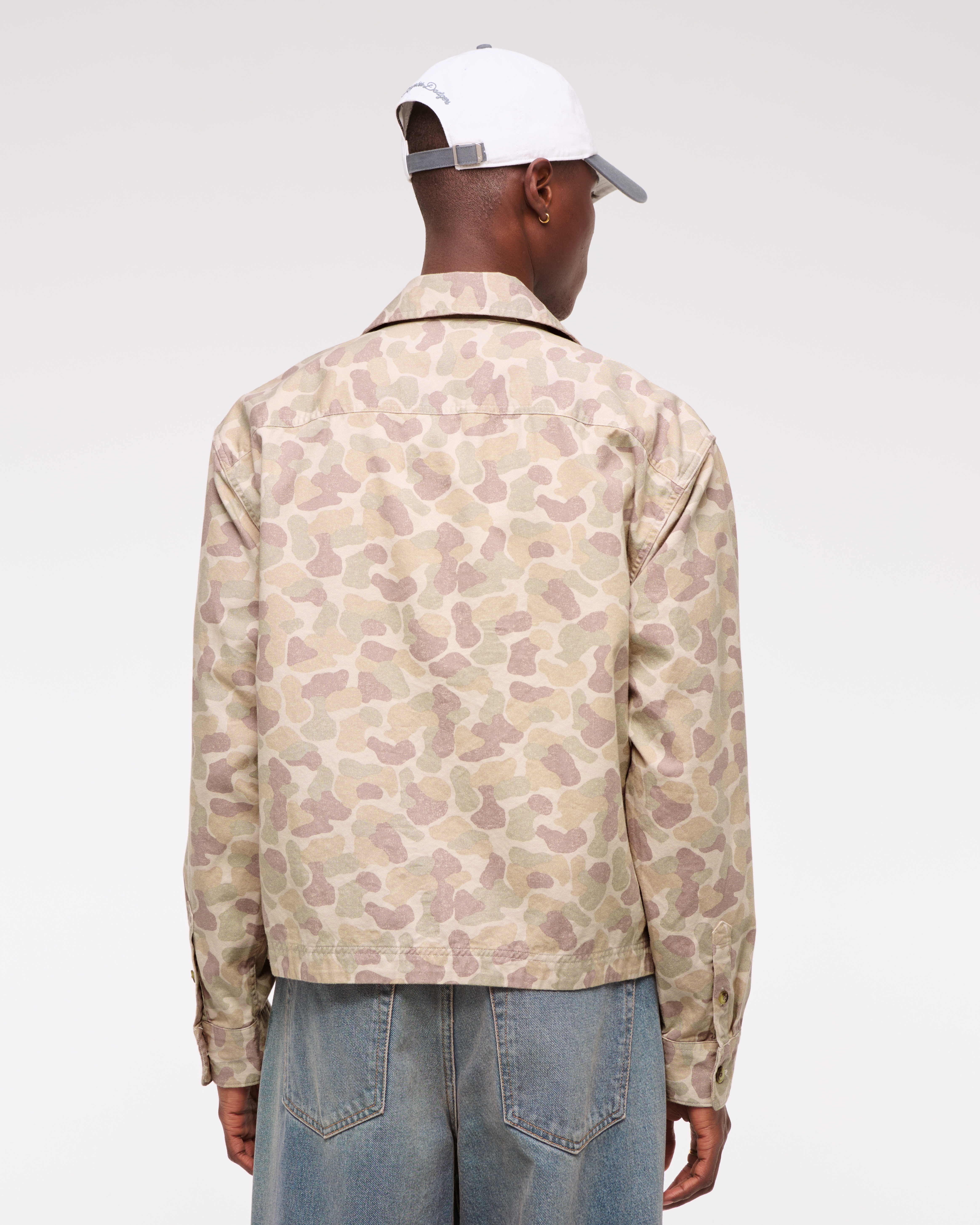 Men's Cropped Twill Zip Shirt Jacket | Men's Tops