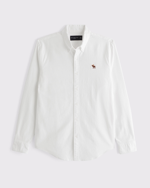 Camisa oxford con ícono clásica, Blanco view 1