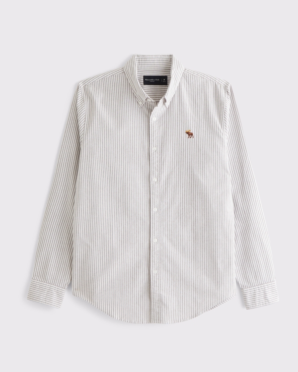 Chemise oxford à emblème, Rayé Blanc view 1