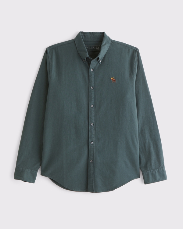 Signature Icon Slim Oxford Shirt, Dark Spruce view 1