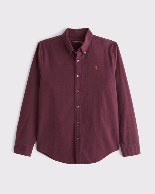 Oxford-Hemd in Slim Fit mit markentypischem Symbol, Rotwein view 1