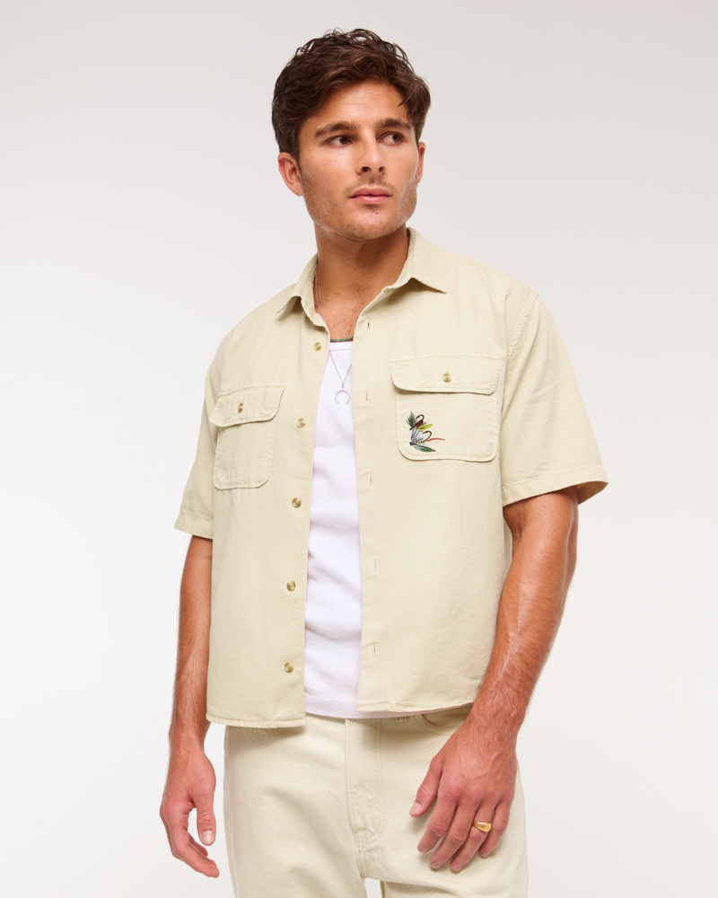 Short-Sleeve Graphic Workwear Button-Up Shirt - thumbnail 2
