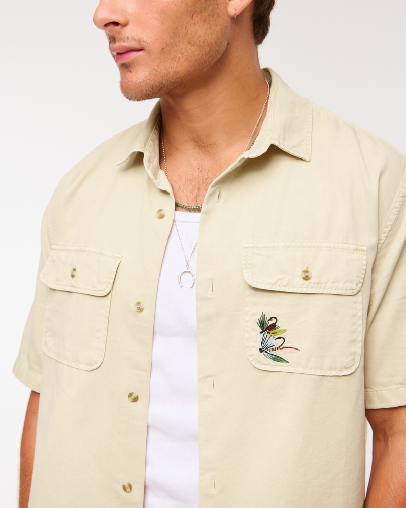 Short-Sleeve Graphic Workwear Button-Up Shirt - thumbnail 4