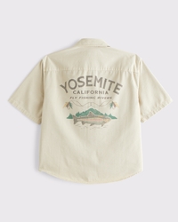 Short-Sleeve Graphic Workwear Button-Up Shirt