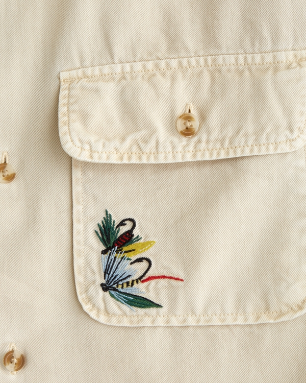 Short-Sleeve Graphic Workwear Button-Up Shirt