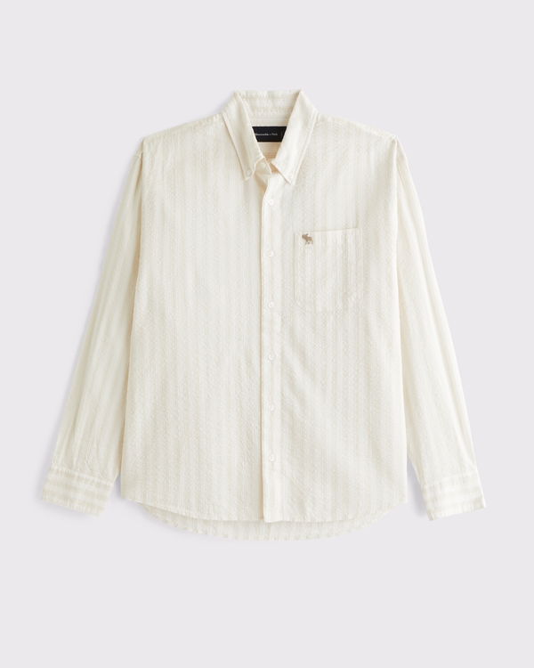 ★Abercrombie & Fitch★キャンプカラーリネンブレンドシャツ Men's Camp Collar Summer Linen-Blend Shirt | Men's Tops