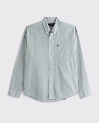 Signature Icon Seersucker Button-Up Shirt