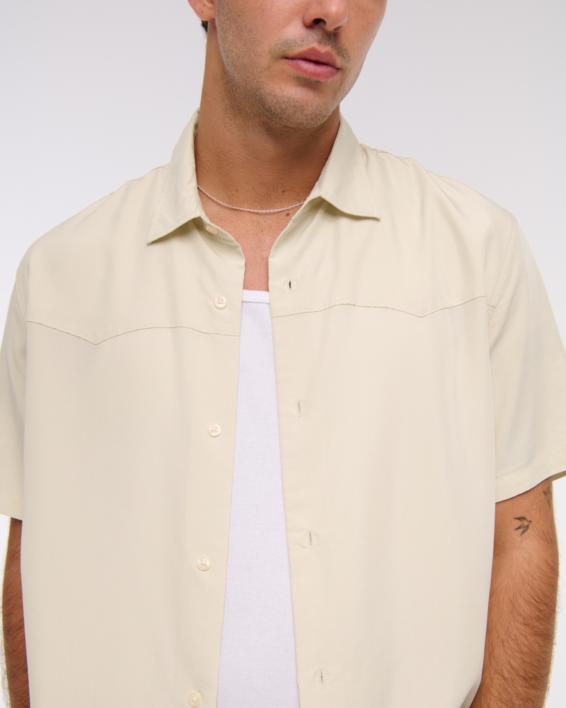 Short-Sleeve Cupro Button-Up Shirt