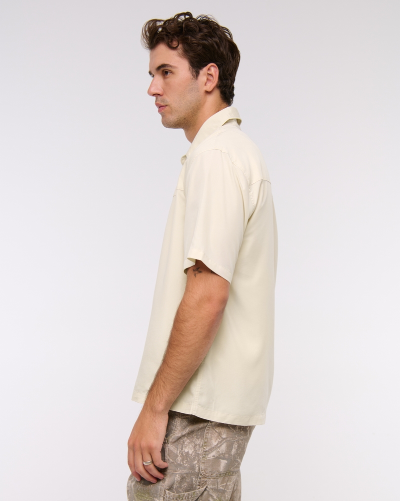 Short-Sleeve Cupro Button-Up Shirt