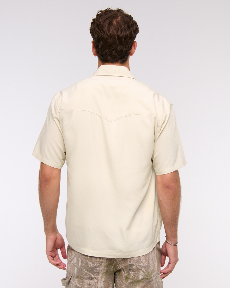 Short-Sleeve Cupro Button-Up Shirt